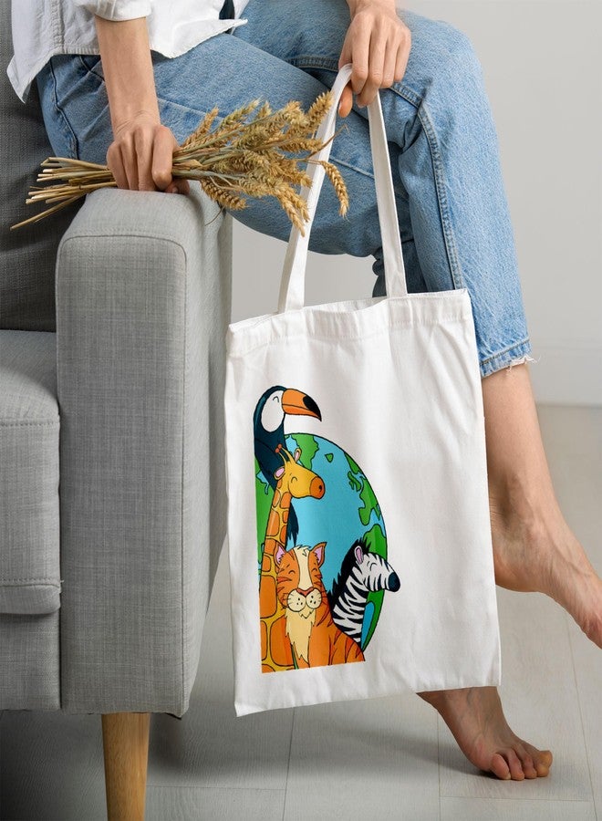 ARTBUG Tote Bag for Women with zip, Aesthetic Canvas tote bag for college girls, office, stylish and reusable - Animals - D No - 200 - Image 2